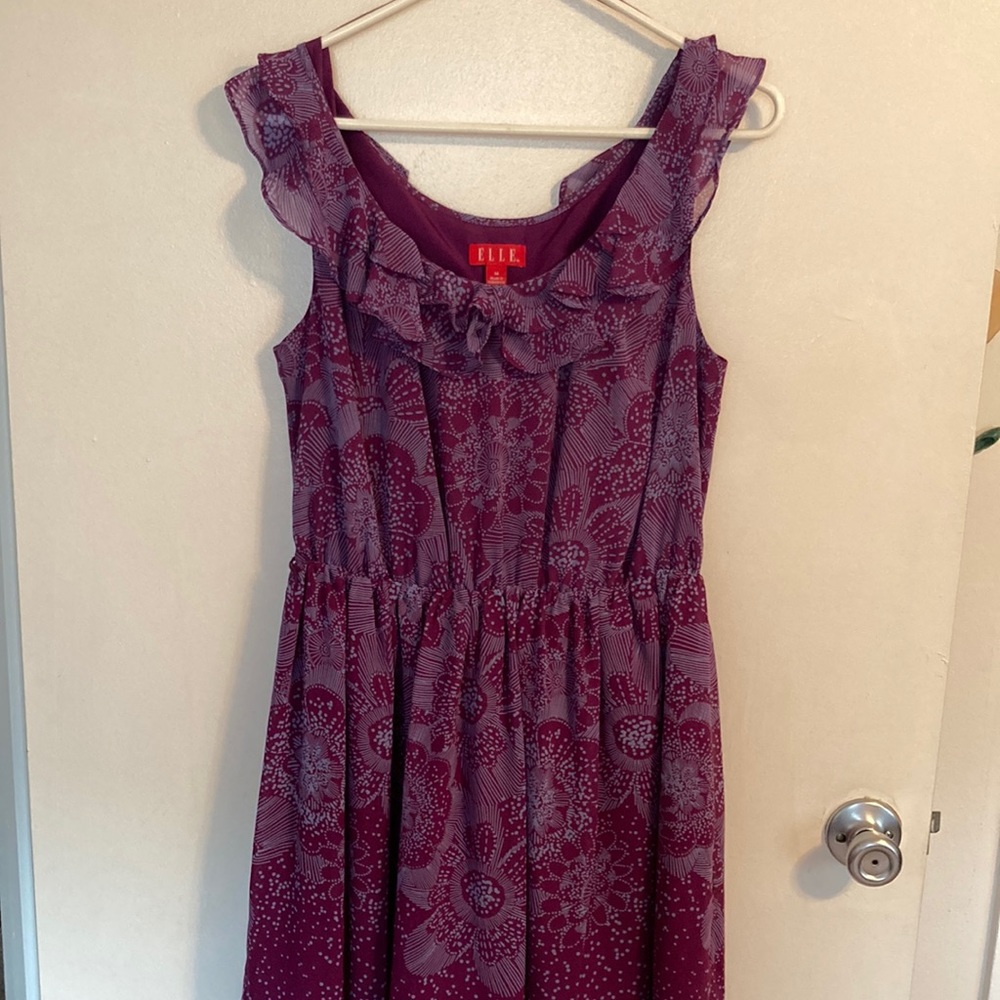 Elle Women’s Purple Floral Knee-Length Dress (size M)
